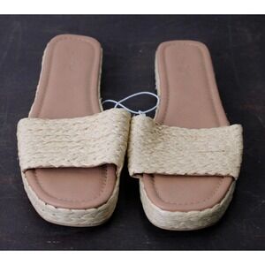 Universal‎ Thread Women Straw Slide Sandals Platform Tan Size 7.5